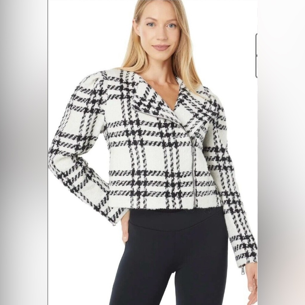 Ted Baker Black and White Plaid Cropped Jacket